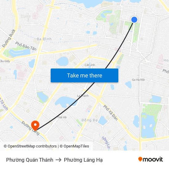 Phường Quán Thánh to Phường Láng Hạ map