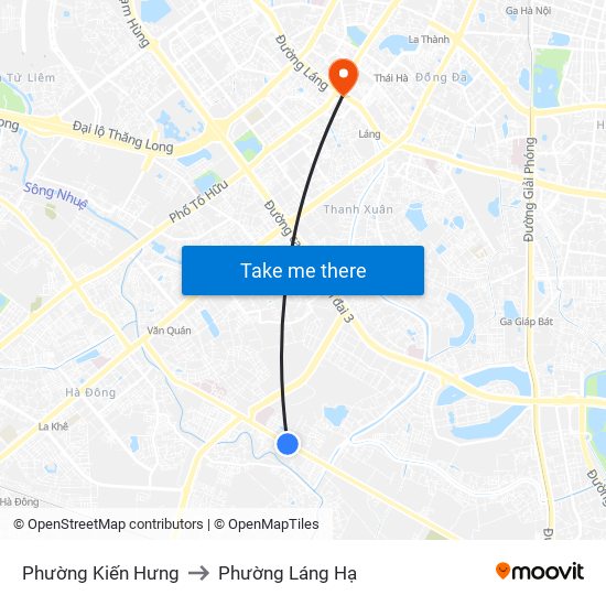 Phường Kiến Hưng to Phường Láng Hạ map