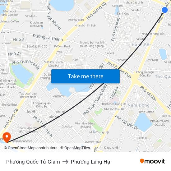 Phường Quốc Tử Giám to Phường Láng Hạ map