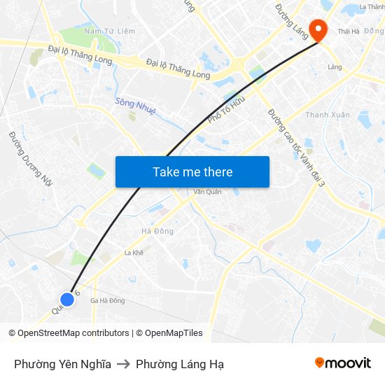 Phường Yên Nghĩa to Phường Láng Hạ map