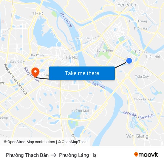 Phường Thạch Bàn to Phường Láng Hạ map