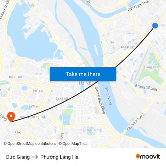 Đức Giang to Phường Láng Hạ map