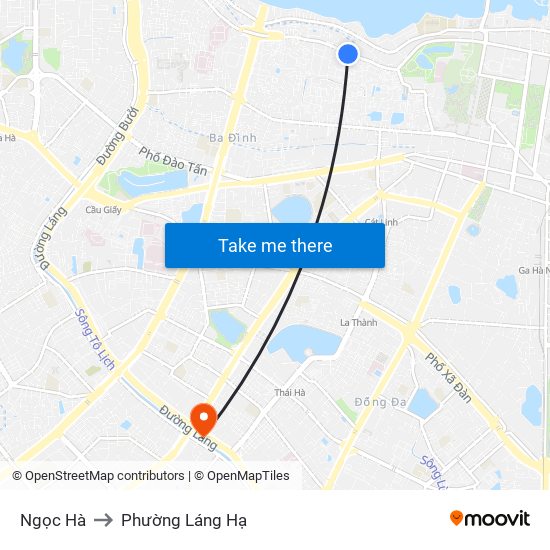 Ngọc Hà to Phường Láng Hạ map