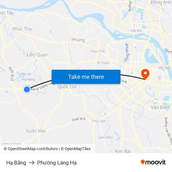 Hạ Bằng to Phường Láng Hạ map