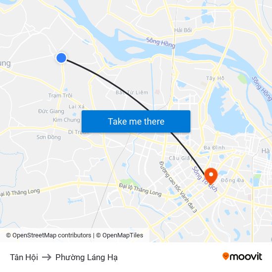 Tân Hội to Phường Láng Hạ map