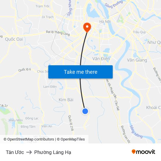 Tân Ước to Phường Láng Hạ map