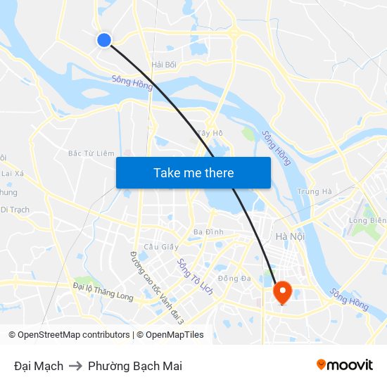 Đại Mạch to Phường Bạch Mai map