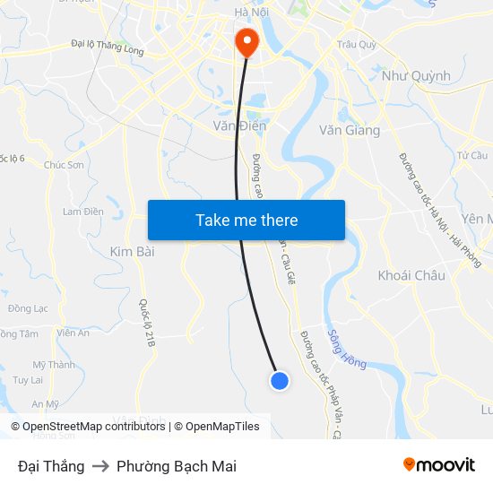 Đại Thắng to Phường Bạch Mai map