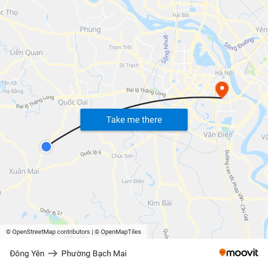 Đông Yên to Phường Bạch Mai map