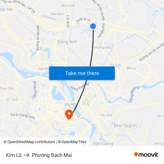 Kim Lũ to Phường Bạch Mai map