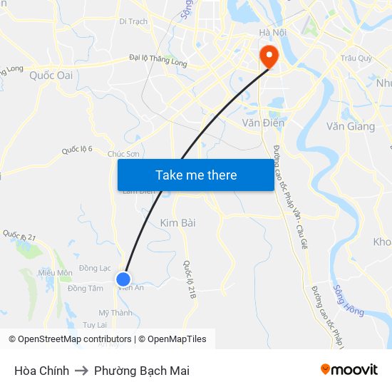 Hòa Chính to Phường Bạch Mai map