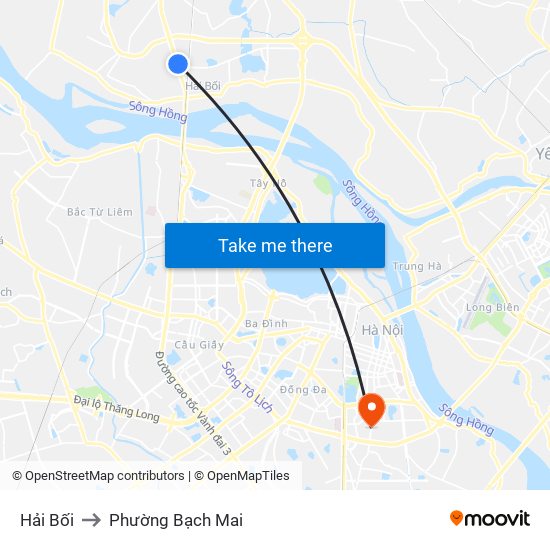 Hải Bối to Phường Bạch Mai map