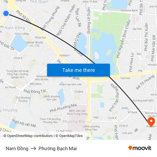 Nam Đồng to Phường Bạch Mai map