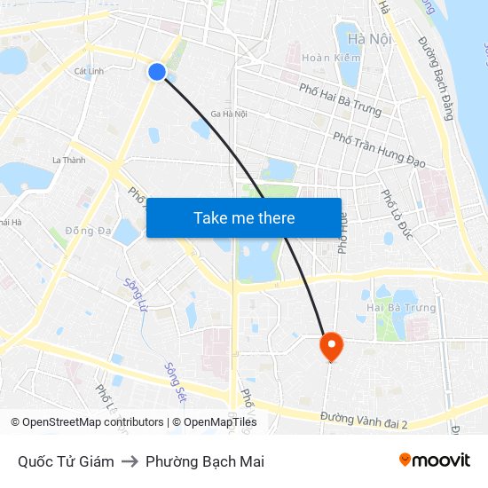 Quốc Tử Giám to Phường Bạch Mai map