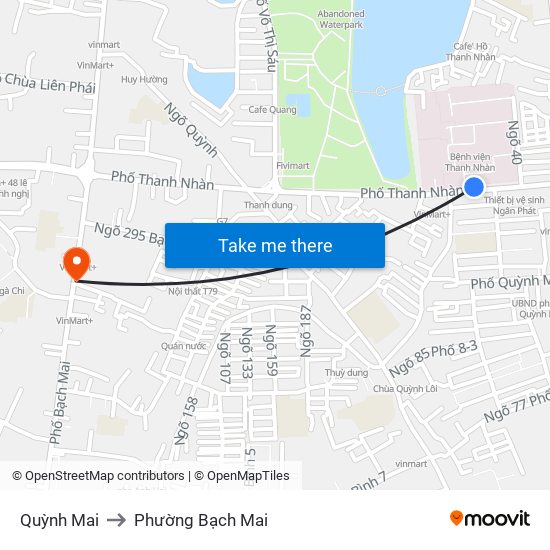 Quỳnh Mai to Phường Bạch Mai map