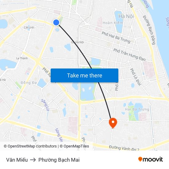 Văn Miếu to Phường Bạch Mai map