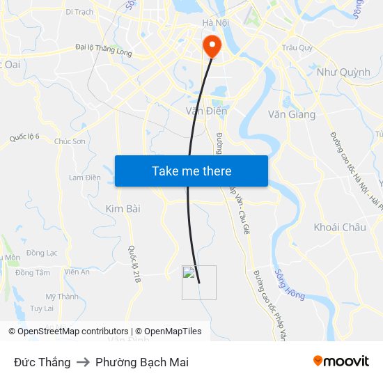 Đức Thắng to Phường Bạch Mai map