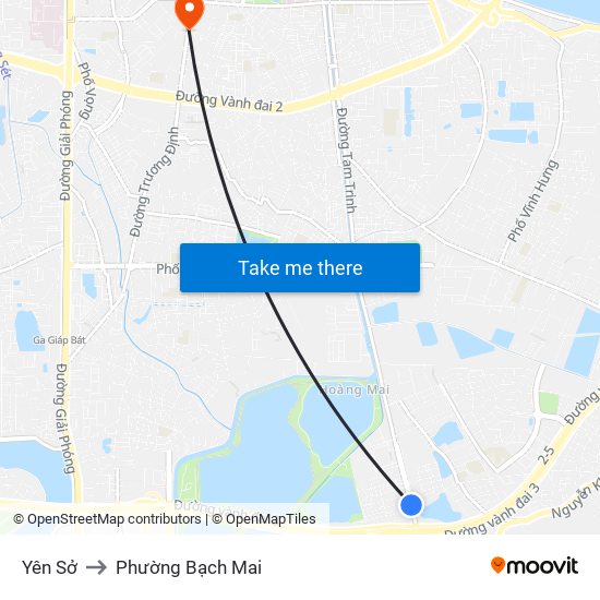 Yên Sở to Phường Bạch Mai map