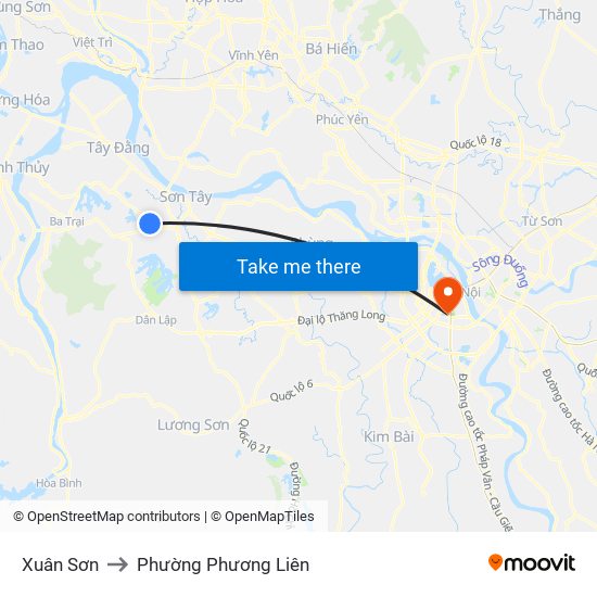 Xuân Sơn to Phường Phương Liên map