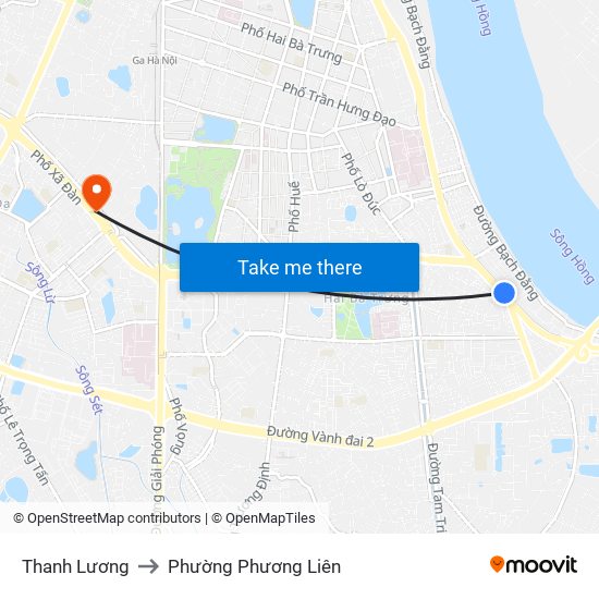 Thanh Lương to Phường Phương Liên map