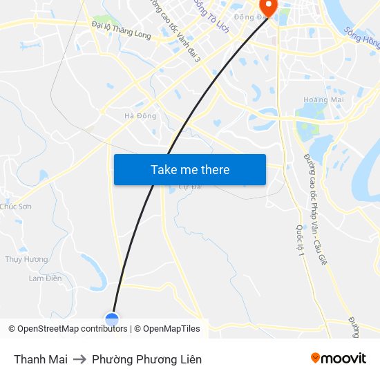 Thanh Mai to Phường Phương Liên map