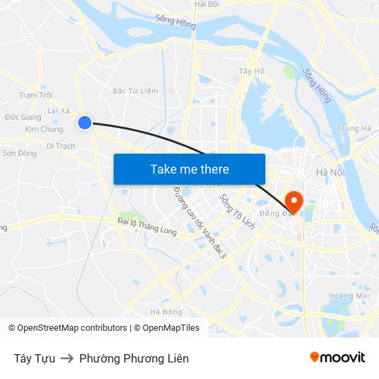 Tây Tựu to Phường Phương Liên map