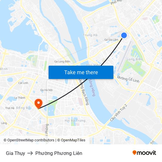 Gia Thụy to Phường Phương Liên map