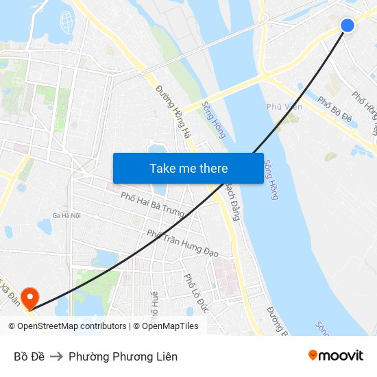 Bồ Đề to Phường Phương Liên map