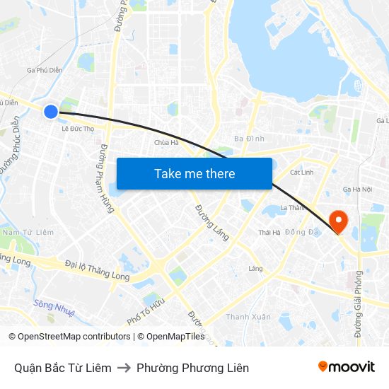 Quận Bắc Từ Liêm to Phường Phương Liên map