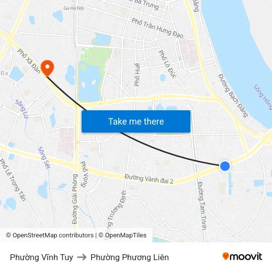 Phường Vĩnh Tuy to Phường Phương Liên map