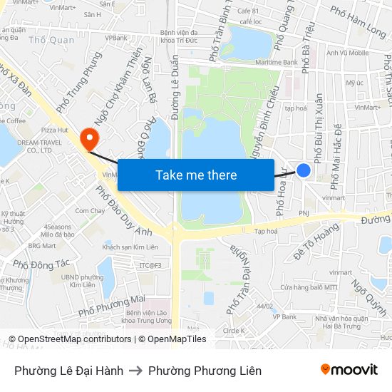 Phường Lê Đại Hành to Phường Phương Liên map