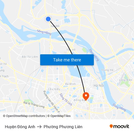 Huyện Đông Anh to Phường Phương Liên map