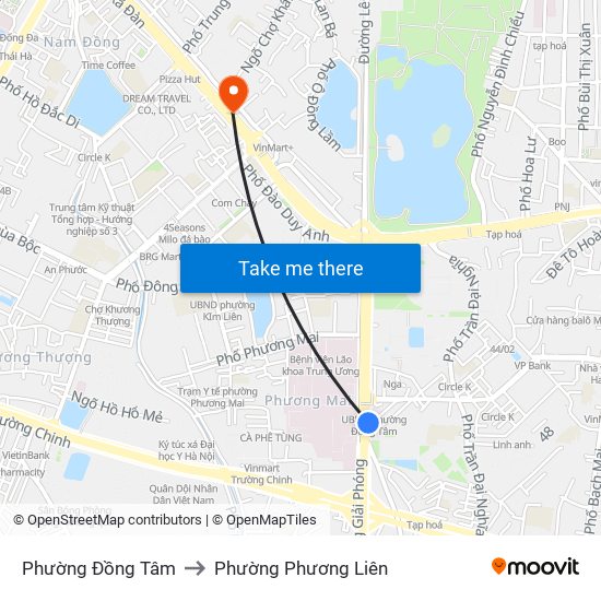 Phường Đồng Tâm to Phường Phương Liên map