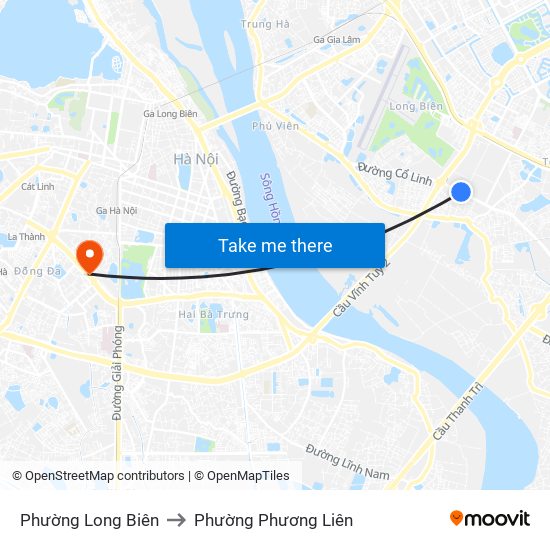 Phường Long Biên to Phường Phương Liên map