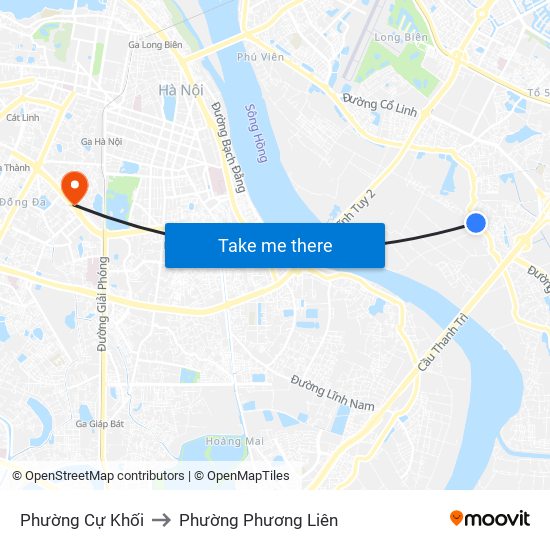 Phường Cự Khối to Phường Phương Liên map