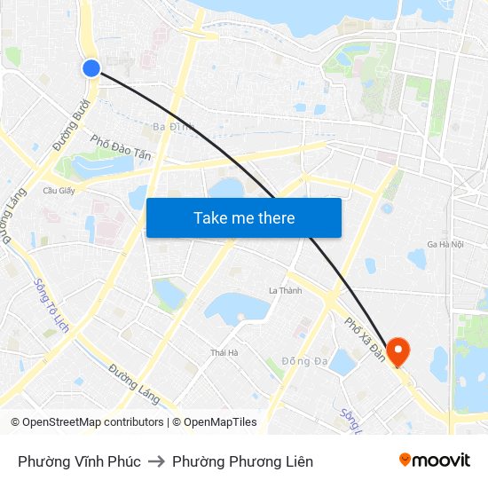 Phường Vĩnh Phúc to Phường Phương Liên map