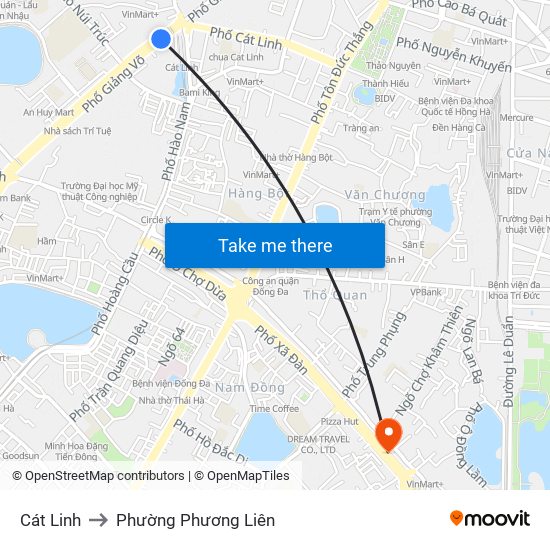 Cát Linh to Phường Phương Liên map