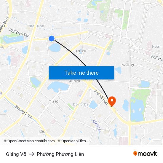 Giảng Võ to Phường Phương Liên map