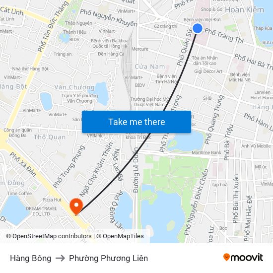 Hàng Bông to Phường Phương Liên map
