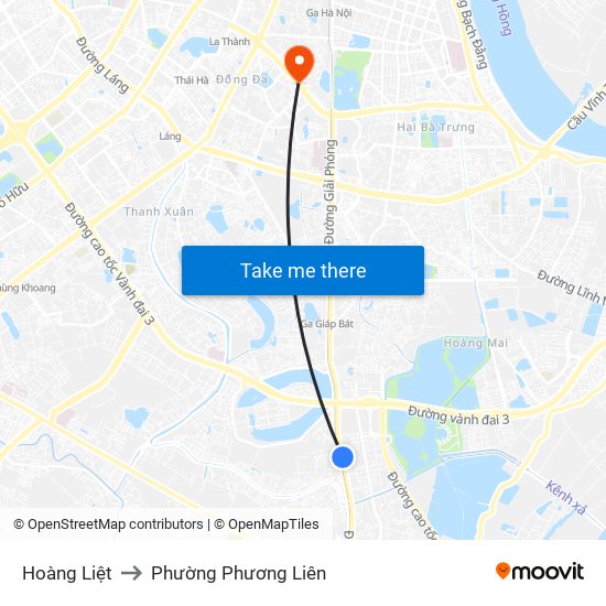 Hoàng Liệt to Phường Phương Liên map