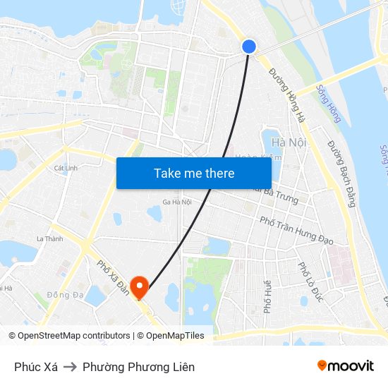 Phúc Xá to Phường Phương Liên map