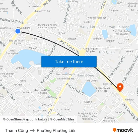 Thành Công to Phường Phương Liên map