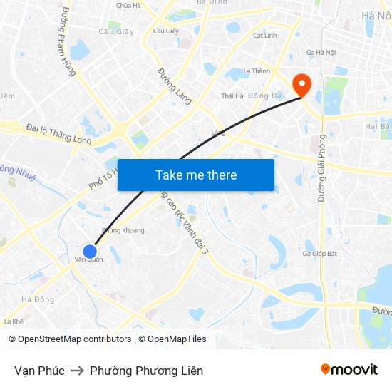 Vạn Phúc to Phường Phương Liên map