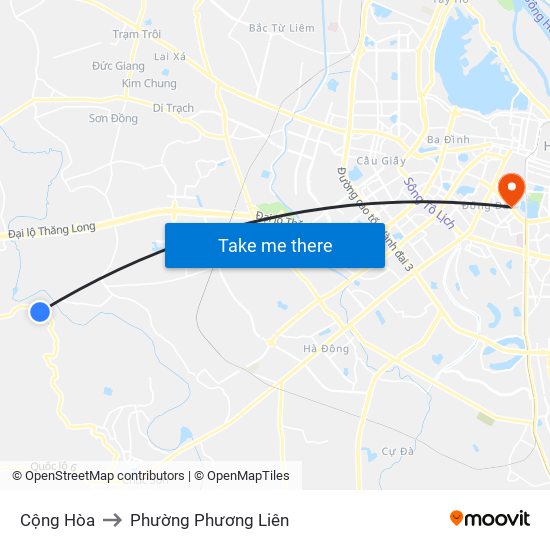 Cộng Hòa to Phường Phương Liên map