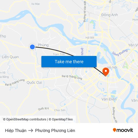 Hiệp Thuận to Phường Phương Liên map