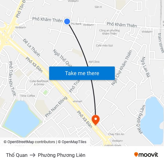 Thổ Quan to Phường Phương Liên map