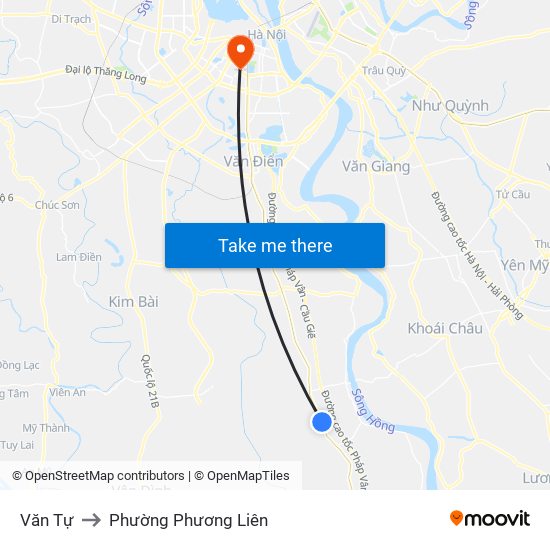 Văn Tự to Phường Phương Liên map