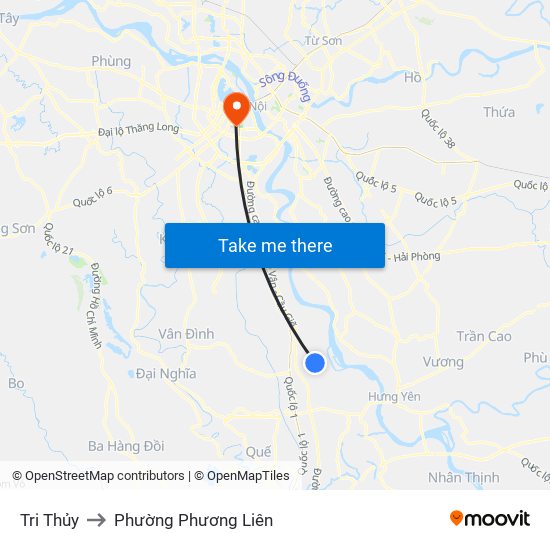 Tri Thủy to Phường Phương Liên map