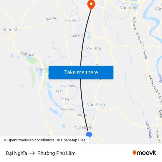 Đại Nghĩa to Phường Phú Lãm map