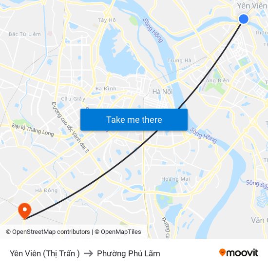 Yên Viên (Thị Trấn ) to Phường Phú Lãm map